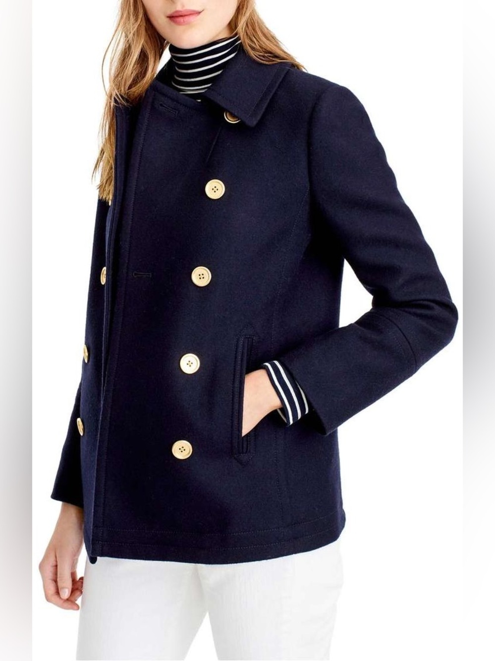 J. CREW Heritage Peacoat - Navy Double-Breasted Wool Cashmere by Nello Gori